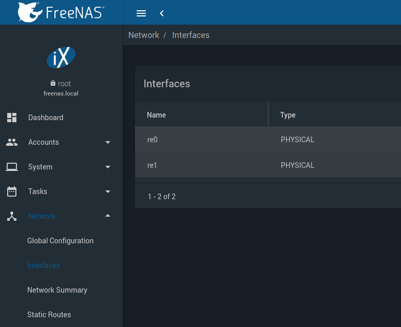 Interfaces in FreeNAS